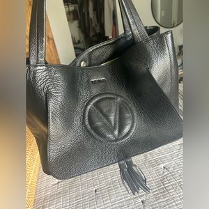 Authentic black leather Valentino bag by Mario Valentino
